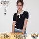 Teenie Weenie小熊女裝POLO領(lǐng)毛衣2025夏新款時(shí)髦簡(jiǎn)約老錢撞色短袖 藏青色 M