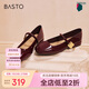 百思圖【喬欣同款】莫奈花園法式瑪麗珍M3173AQ5紅色 37