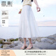 香影白色a字半身裙女2025夏裝新款高腰超仙絕美垂墜感蕾絲邊裙子 白色 半裙 M 160/84A/95-110斤