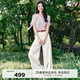 伊芙麗（eifini）伊芙麗天絲舒適透氣寬松闊腿褲子女2025夏裝新款白色包容性高褲女 白色 L