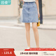 茵曼（INMAN）百搭時尚女裝短半身裙顯瘦中高腰排扣2025夏季新款顯瘦牛仔裙 淺牛仔 L