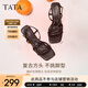 他她（TATA）氣質(zhì)高跟拖鞋女鞋法式一字帶休閑涼鞋2025夏新款 啡色（涼鞋款-7UJB9） 37