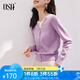 歐莎（OSA）落日橘假兩件短款針織衫內(nèi)搭打底毛衣女上衣2025年秋新款可外穿 紫色 XL