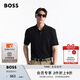 BOSS博斯【七夕節(jié)禮物】【100%棉】男士2025夏款徽標(biāo)印花棉質(zhì) Polo 衫 001-黑色 L