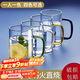 青蘋果耐熱玻璃水杯465ml四只 四色把手玻璃杯 圍爐煮茶杯牛奶杯