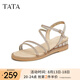 他她（TATA）絕美坡跟涼鞋女外穿一字帶時(shí)裝涼鞋夏季新款7UA03BL4 金色 35