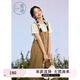 紫涵（ZIHAN）紫涵T恤背帶褲套裝女夏季簡約短袖上衣連體闊腿褲兩件套 卡其 S