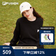 FILA FUSION斐樂潮牌情侶款套頭衛(wèi)衣秋簡約寬松針織上衣可選加絨 正黑色-BK XL