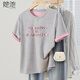 她池圓領(lǐng)T恤2026夏裝新款女裝短袖套頭簡(jiǎn)約寬松款亮片上衣
