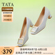 他她（TATA）氣質(zhì)方扣單鞋女鞋2025新粗跟高跟鞋法式鞋子女鞋7YO01AQ4 蘭灰 37