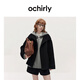 歐時(shí)力OCHIRLY  進(jìn)口美麗諾羊毛雙面呢風(fēng)衣毛呢短外套女士高級感 黑色 M
