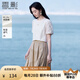 香影泡泡袖t恤女圓領(lǐng)2025夏裝新款淑女拼接刺繡鏤空米白正肩上衣 米白 M 160/84A/95-110斤