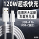 安伏樂車載數(shù)據(jù)線120W快充適用華為榮耀oppo小米vivo閃充6a雙typec奧迪寶馬蘋果車載手機(jī)充電線CarPlay USB接口 1.5米快充線