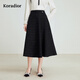 珂萊蒂爾秋季款高腰顯瘦A字裙短裙女氣質(zhì)百搭小黑裙傘裙 黑色 L