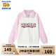 Skechers斯凱奇春秋新款兒童插肩袖上衣休閑男女大童套頭休閑衛(wèi)衣L324K015 棉花糖白/0074 150