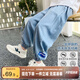 左西男中大童牛仔褲兒童防蚊褲夏2025新款夏裝長(cháng)褲子 淺牛仔色 140