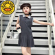 G.DUCKKIDS女童連衣裙2025新款中大童夏季polo裙學(xué)院風(fēng)無袖百褶裙洋氣休閑潮 灰色 150 cm