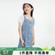 安奈兒（Annil）女童連衣裙夏季新洋氣女孩短袖牛仔裙裙子泡泡袖時髦