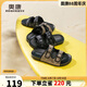 奧康（Aokang）奧康男鞋2025夏時尚格紋涼鞋軟底休閑舒適鞋黑灰偏小一碼42碼