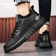 唐獅（TonLion）鞋子男鞋2025秋冬季英倫風(fēng)休閑皮鞋男士增高運動(dòng)潮板鞋 黑色42