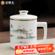 金鑲玉茶杯三件套羊脂玉瓷家用陶瓷泡茶茶水分離馬克杯禮盒裝 江上觀景