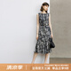 顏域設(shè)計(jì)感時(shí)尚連衣裙女2024新款秋季裙子氣質(zhì)連身裙中長(zhǎng)款背心裙 黑白花 L