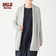 無印良品 MUJI 女式 含牦牛絨毛圈花式線長開衫長袖針織衫毛衣女裝W9AA052 淺灰色 XS-S (155/80A）