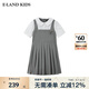 E·LAND KIDS海鹽少衣戀女童連衣裙25年夏季學院風娃娃領百褶 Grey灰色/15 140 cm