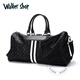 Walker Shop【2025年新款】旅行包短途出差手提旅行袋大容量運(yùn)動(dòng)健身包行李包 黑白彩帶(帶鞋倉） 加大號(hào) 55*23*28cm