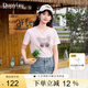 朵以（Duoyi）2025夏季新款蝴蝶印花T恤設(shè)計(jì)感ins潮甜酷減齡多巴胺短袖上衣女 粉鉆色 M