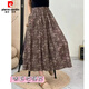 皮爾卡丹（pierre cardin）新中式花色半身裙夏季新款媽媽裝時(shí)尚松緊腰百搭寬松顯瘦A字裙女 咖色玫瑰花【原版】 2XL 【建議116--125斤】