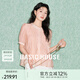 Basic House/百家好萊賽爾圓領(lǐng)襯衫2025夏新款褶皺設(shè)計(jì)感短袖襯衣 粉色 M 105-115斤