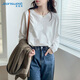 真維斯（JEANSWEST）白色長袖t恤女2025新款港風(fēng)秋冬打底衫內(nèi)搭可外穿小個子純棉上衣