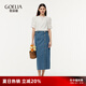 歌莉婭牛仔半身裙夏季新品顯瘦復古港風燙鉆潮流百搭牛仔半裙1E4R2F040 75U牛仔藍 S
