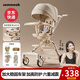 semmook遛娃神器嬰兒推車0-6歲用折疊可坐可躺帶減震雙向高景觀溜娃車 香檳金皮蓬【雙餐盤】