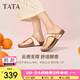 他她（TATA）復(fù)古休閑夾腳拖鞋女鞋氣質(zhì)厚底涼鞋2025夏季新款7GN02BT5 米白 36