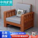 中偉實(shí)木沙發(fā)組合小戶(hù)型家用新中式客廳沙發(fā)兩用經(jīng)濟型沙發(fā)-單人位