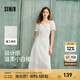 森馬（Semir）連衣裙女設(shè)計(jì)感重工繡花氣質(zhì)夏2025新款花邊翻領(lǐng)泡泡袖小白裙 米白10312 M