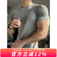 牧唯鯊魚紋收口健身短袖男夏季顯肌肉運動緊身訓練服速干彈力修身T恤 灰色 上身一秒顯大 XL [建議130-150斤]