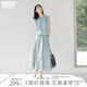對(duì)白暈染印花萊賽爾短袖套裝女2025夏新款上衣短褲寬松輕薄兩件套 靜謐藍(lán) XL