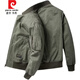 皮爾卡丹（pierre cardin）新款飛行員夾克男棉感短款寬松大碼工裝棒球服男士春秋款休閑外套 綠色 XL