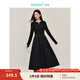 茵曼（INMAN）【商場(chǎng)同款】梭織提花連衣裙2025春秋季女裝新品國(guó)風(fēng)長(zhǎng)袖長(zhǎng)裙子 黑色 M 160/84A