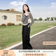 香影黑色工裝闊腿褲女2025年秋季新款高腰垂感褲子寬松直筒拖地褲 黑色 L