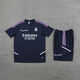 新皇馬刺繡俱樂部短袖運動學生班服足球訓練服套裝男兒童印字球衣 2223短袖皇馬套裝寶藍色定制 S