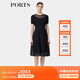 PORTS寶姿春季新品女裝簡約通勤領邊透紗短袖連衣裙ALP8K204RZE011 丈青 L