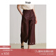旅途原品ltyp 黑標(biāo)系列 100%真絲紅云紗時(shí)尚休閑八分闊腿褲女秋季 棕紅色 M