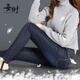 每時(shí)羽絨褲女白鴨絨牛仔褲長(cháng)褲修身小腳褲顯瘦鉛筆褲 999R 藍色80B