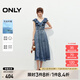 ONLY2025夏季新款浪漫風(fēng)荷葉邊V領(lǐng)中長裙牛仔連衣裙女|125242019 J33350水洗牛仔藍(lán) L