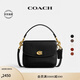 蔻馳（COACH）【七夕】【專享直降】經(jīng)典標志CASSIE19號單肩斜挎包翻蓋夏季女包 黃銅色硬件/黑色（新版）