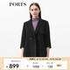 PORTS寶姿女裝 秋冬新品毛呢外套YLN9C017DWF065 深灰色 M (6)